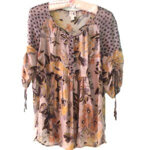 Anthropologie Boho Peasant, Edme and Esyllte Silk Top. Size 0